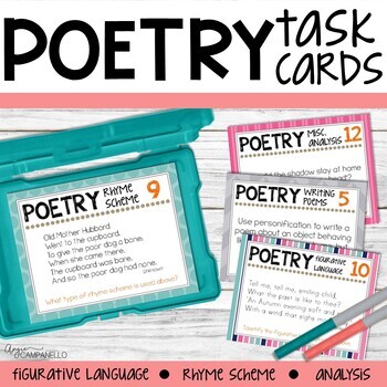 Preview of Poetry Task Cards | Figurative Language | Elements of Poetry