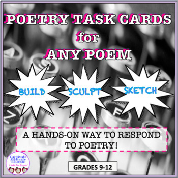 Preview of Poetry Task Cards for ANY Poem! Literacy center, hands-on, build, sculpt, sketch