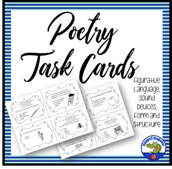 Preview of Poetry Task Cards on Figurative Language, Sound Devices, Form and Structure