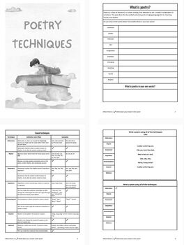 Preview of Poetry Techniques Booklet- Black and white printable edition