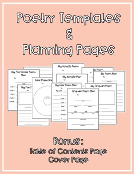 Preview of Poetry Templates and Planning Pages 