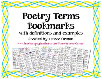 Preview of Poetry Terms Bookmarks - Figurative Language Devices