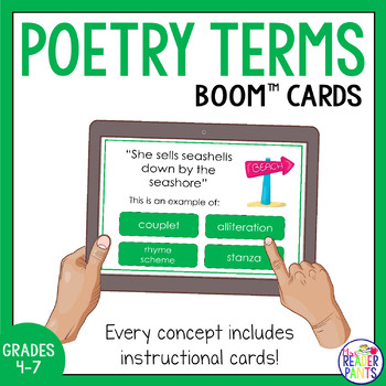 Preview of Poetry Terms Boom Cards -- Includes Instructional Cards