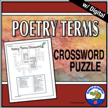 Preview of Poetry Terms Crossword with Digital Easel Activity