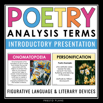 Preview of Poetry Terms Figurative Language Introduction Presentation for Literary Terms