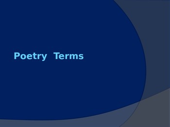 Preview of Poetry Terms Presentation (Teacher Tool)