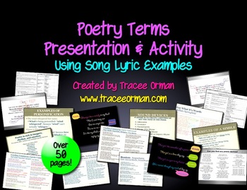Preview of Poetry Terms Presentation with Song Lyric Examples