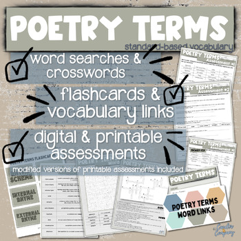 Preview of Poetry Terms Vocabulary | ELA Resource | Test Prep & Assessment