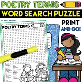 Poetry Terms Word Search Puzzle National Poetry Month Word