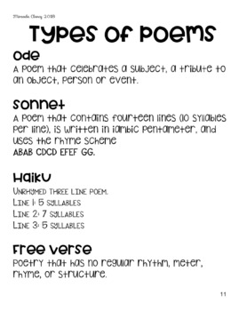 Poetry Terms and Devices Student Packet by Miranda Clancy | TpT