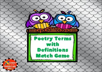 Preview of Poetry Terms with Definitions Boom Cards