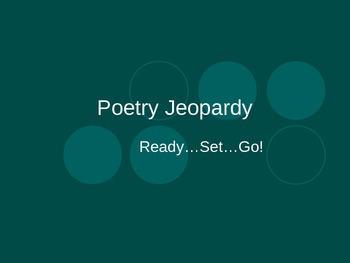 Preview of Poetry Terms/Poetic Devices Jeopardy PowerPoint