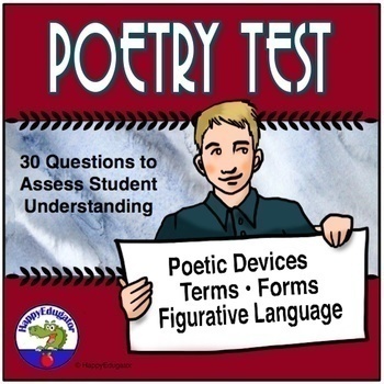 Preview of Poetry Test Easel Activity and Assessment Digital and Printable