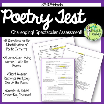 Preview of Poetry Test-Identification, Application & Written Response