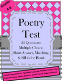Poetry Test: Summative Assessment for Poetry and Figurativ