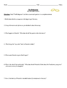 Preview of Poetry: "The Bridegroom" Review (or Assessment) with Detailed Answer Key