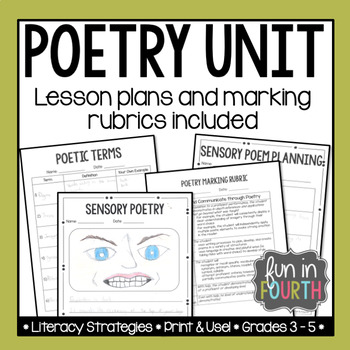 Preview of Poetry Unit: Lesson Plans for Haiku, Cinquain, Diamante and More