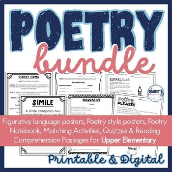 Preview of Poetry Unit 4th & 5th grade Reading Comprehension passages & types of poetry