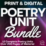 Poetry Unit BUNDLE - 12 Units - Analysis, Writing Activities - Print & Digital