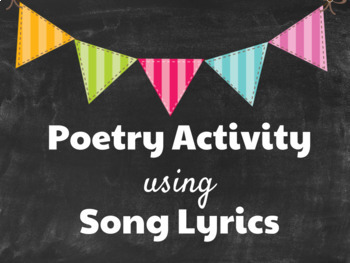 Preview of Poetry Activity using Song Lyrics!