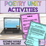 Poetry Unit - Haiku, Cinquain, Free Verse, Limericks, and 