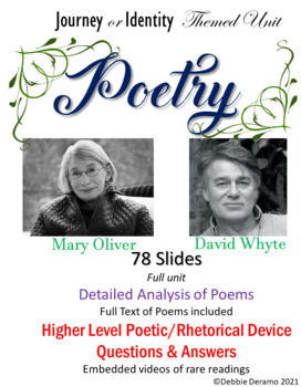 Preview of Poetry Unit: Mary Oliver & David Whyte, high school