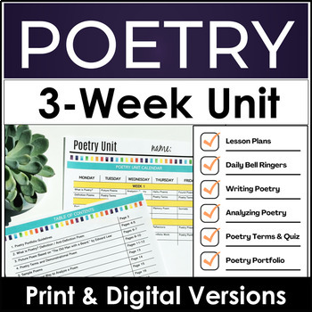 Preview of Poetry Unit Plan - 3 Weeks of Writing, Analysis, & Elements for High School
