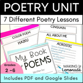 Poetry Writing Unit: Book of Poems, Cinquain, Haiku, Acros