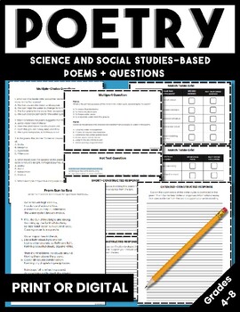 Preview of Poetry Unit: Science and Social Studies-Based Poems + STAAR 2.0 Items (Gr. 4-8)