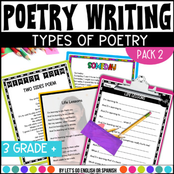 Preview of Poetry Unit Writing Activities - 5 Types of Poems Poetry Elements Lesson  PACK 2