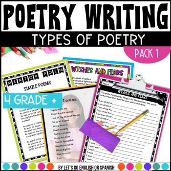 Preview of Poetry Unit Writing Activities - 5 Types of Poems - Unit One - 3th - 6th Grade