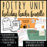 Poetry Unit: Writing Haikus Holiday Bundle Middle ELA