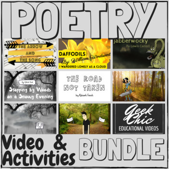 Preview of Poetry Video & Activities BUNDLE - Jabberwocky, Daffodils, Road Not Taken +More