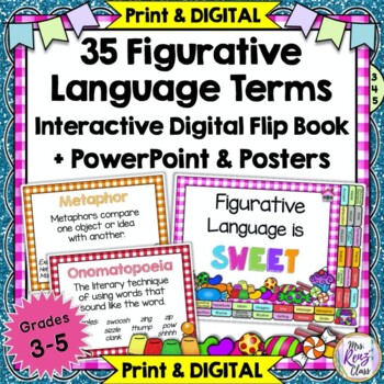 Preview of Figurative Language Digital Flip Book, PPT & Posters - 35 Terms  DIGITAL & Print