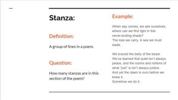 Preview of Poetry Vocabulary: Amanda Gorman Poem Study