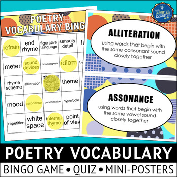 Preview of Poetry Vocabulary Bingo Game and Posters