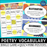 Poetry Vocabulary Bingo Game and Posters
