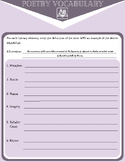 Poetry Vocabulary Bundle + Answer Key