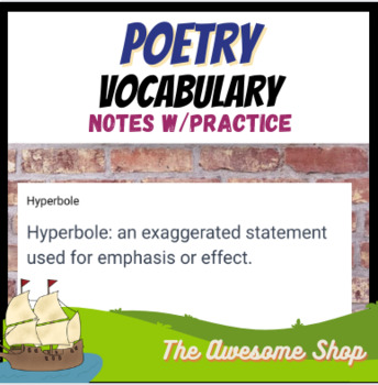 Preview of Poetry Vocabulary *Editable* Google Slide Show for Middle & High Time Saver