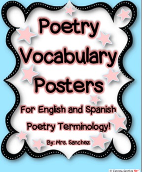 Preview of Poetry Vocabulary Posters in English and Spanish