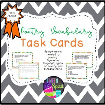 Poetry Vocabulary and Figurative Language Task Cards