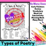 Poetry Word Search: Fun for Poetry Month : Early Finishers