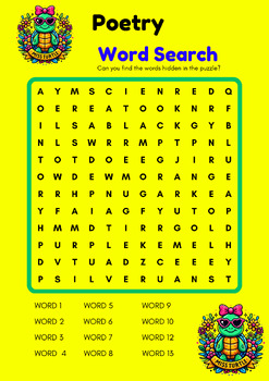 Preview of Poetry Word Search Puzzles: Engaging and Educational Pages