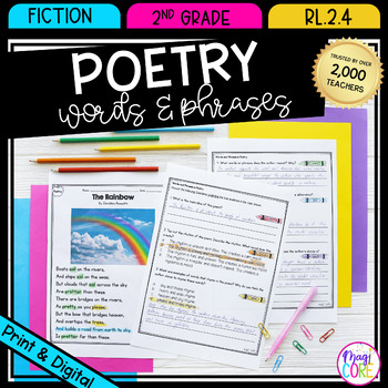 Preview of Poetry Words & Phrases - Poems Rhyme Alliteration Worksheets 2nd Grade RL.2.4