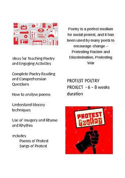 Preview of Poetry Workbook, understanding Protest Poems and Songs