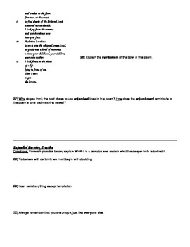 Preview of Poetry Workbook w/ Answer Key: Tone/Diction,Theme, Sound,Fig. Language