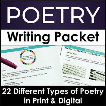 Preview of Poetry Writing Activities - 22 Different Poetry Types for High School Students
