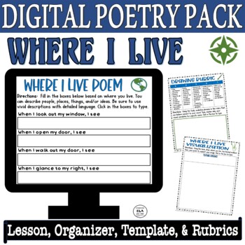Preview of Back to School Poetry Writing Activities Where I Live Poem Template & Rubrics