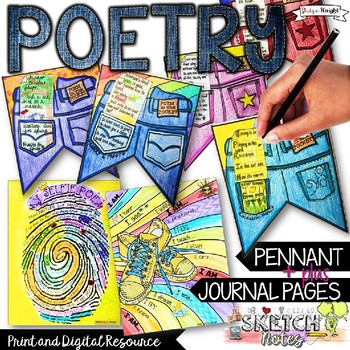 Preview of Poetry, One Pager Writing Activities, Poem in Your Pocket Pennant