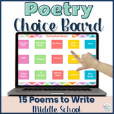 Poetry Writing Activities for Middle School - Choice Board